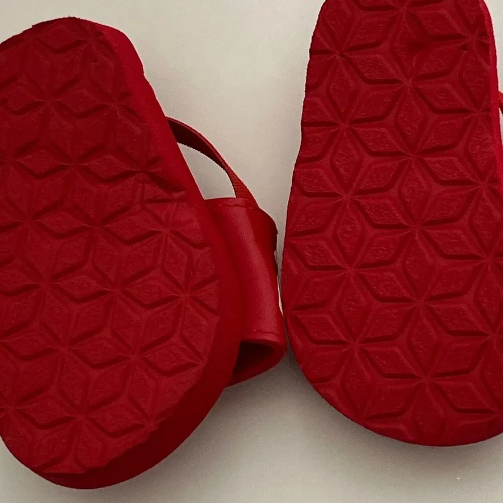 Fila Infant‎ Baby Red White Logo Back Strap Slide Sandals Size 9-12 Months NWOT